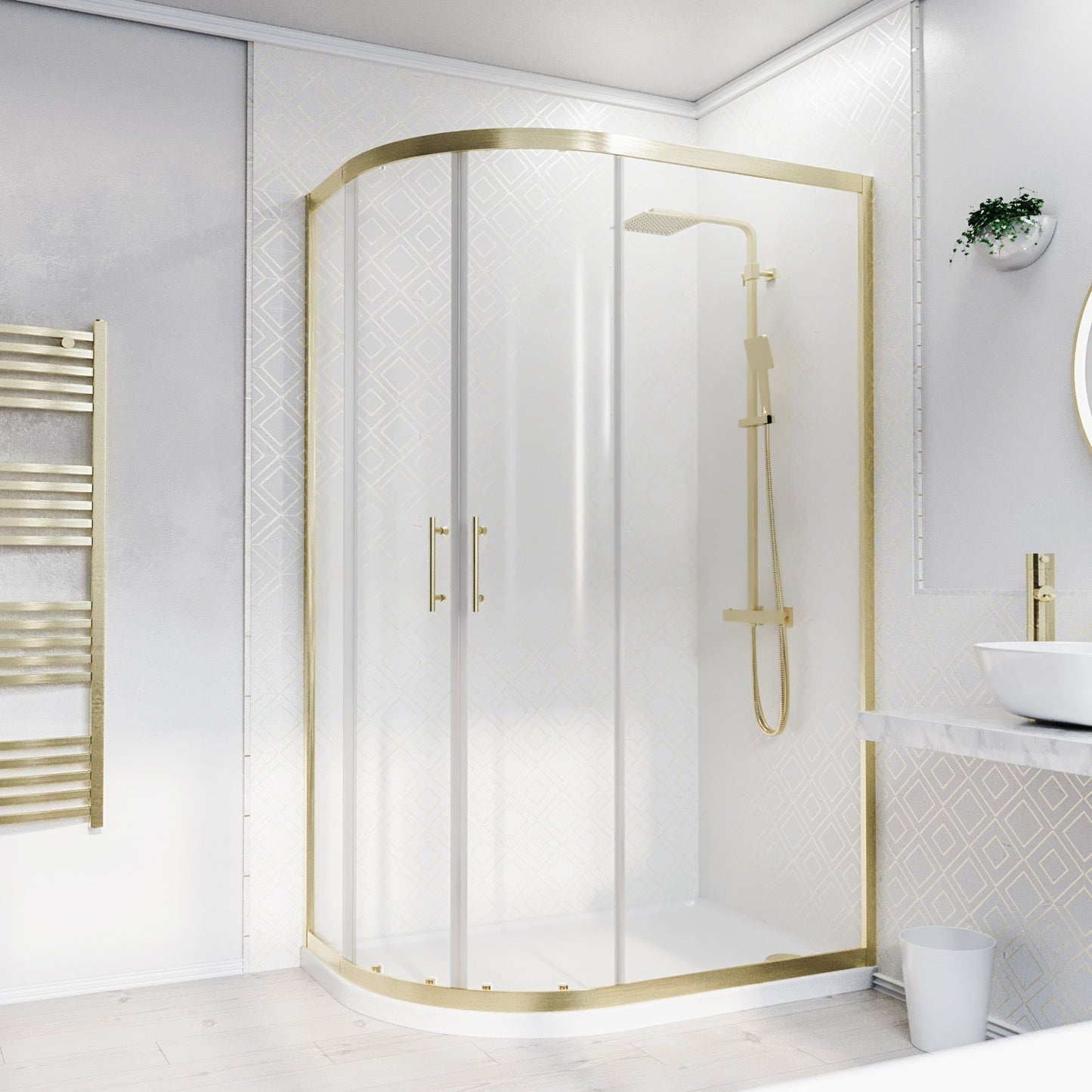 MARINA 6 Quadrant 6mm Clear Glass Brushed Brass