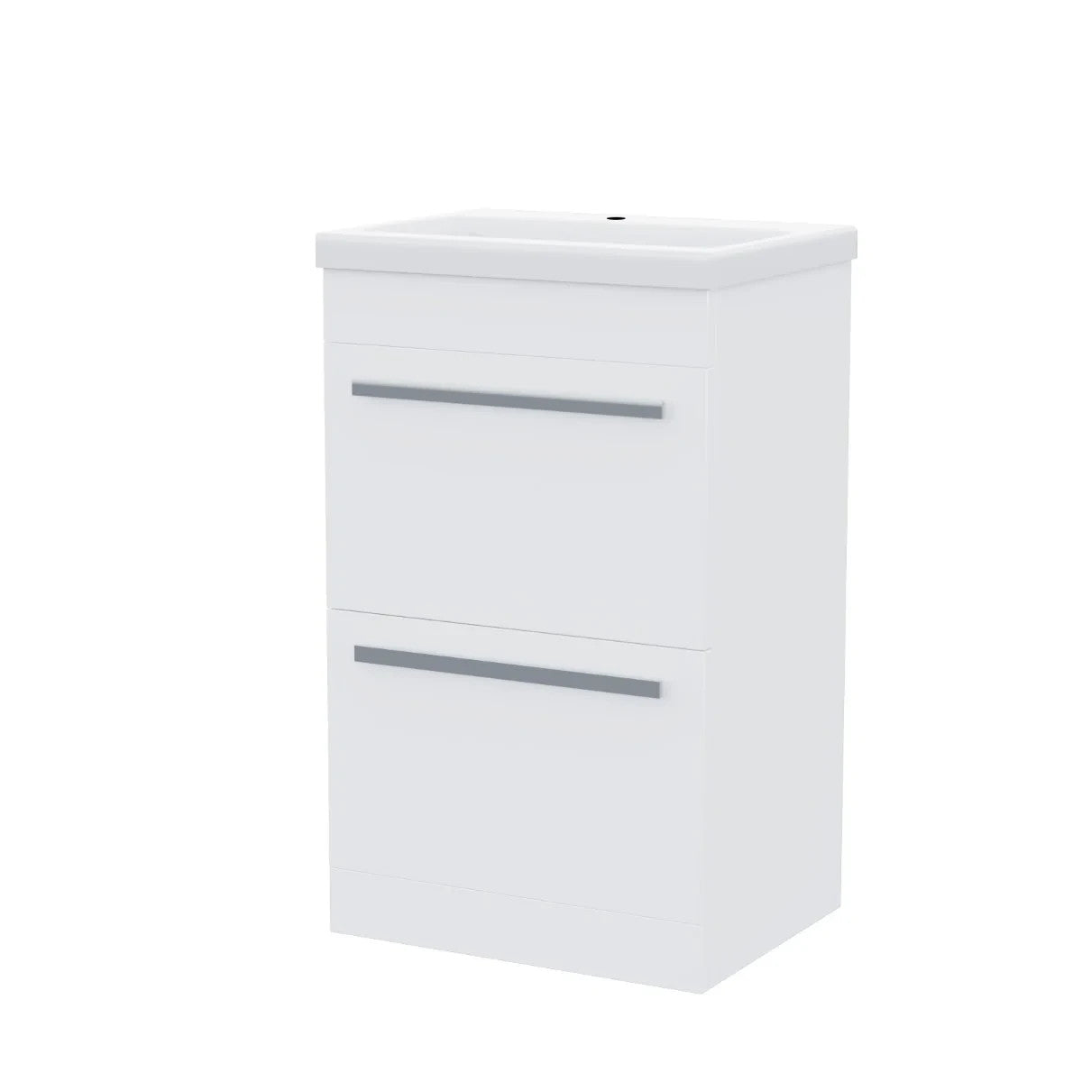 DEVON 500 Floorstanding Twin Drawers White Anthracite Basin - 510w x 830h x 395d