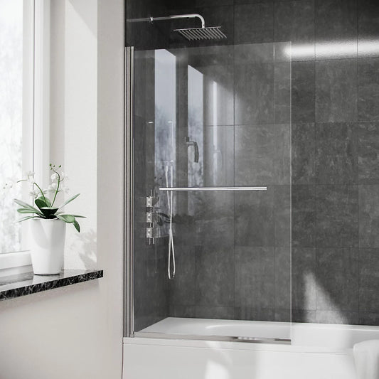 Straight Bath Screen with Towel Bar - Adjustment size 790-805 - 800 x 1400mm