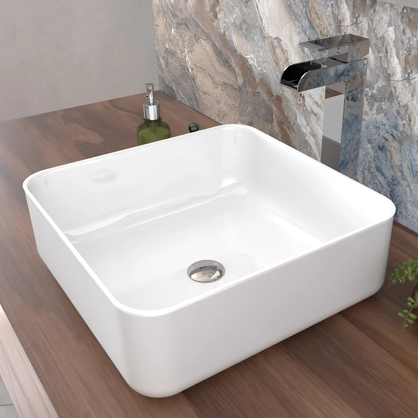 Square Countertop Basin White 390w x 135h x 390d - Waste Not Included