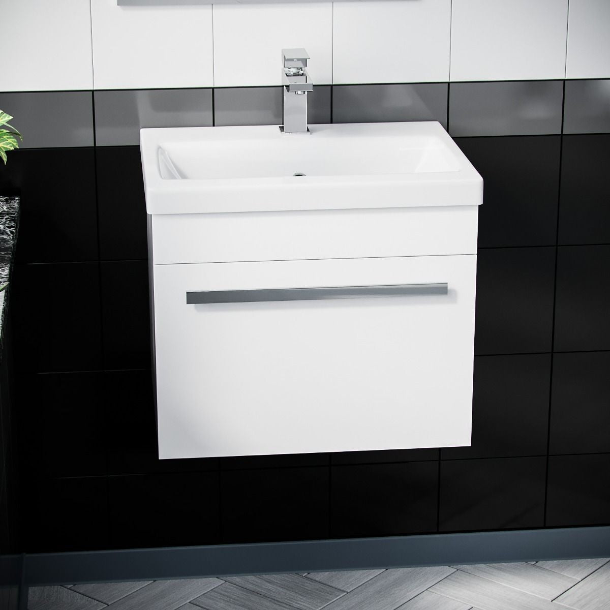 DEVON 500 Wall Hung Single Drawer White - 510w x 440h x 395d