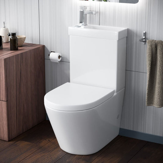 2 in 1 Round Close Coupled Toilet & Basin 385w x 400h x 610d
