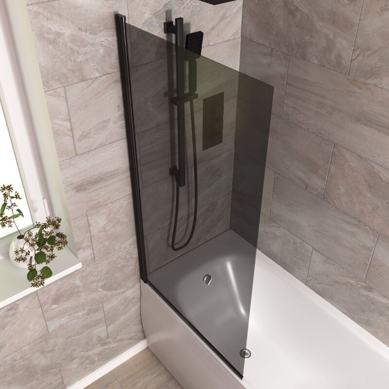 Square Edge Bath Screen Dark Grey - Adjustment size 790-805 - 800 x 1400mm