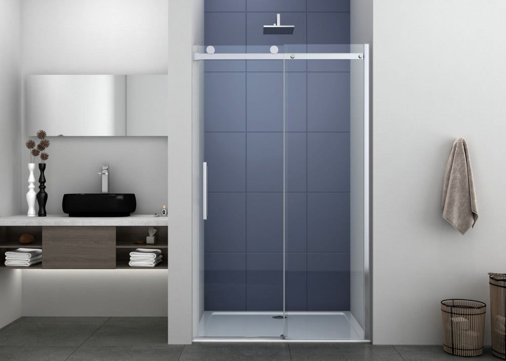 MARINA 8 Frameless Sliding Door 8mm Clear Glass Chrome