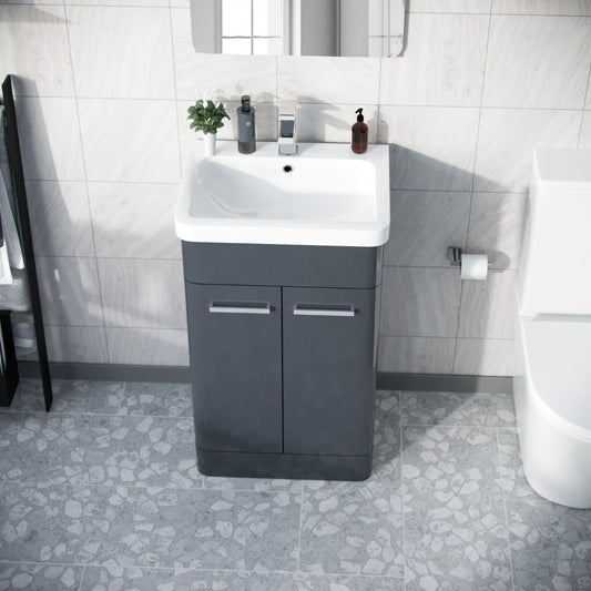 ASHFORD 500 Anthracite Ceramic Basin - 500w x 840h x 385d