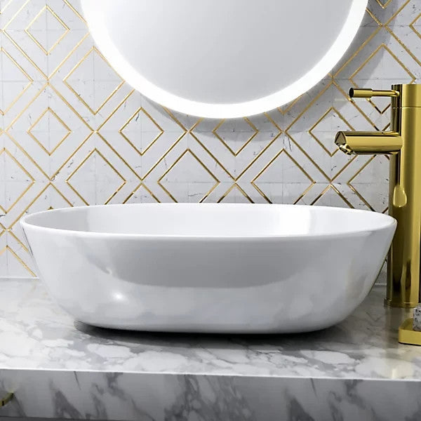 Countertop Basin White 480w x 135h x 350d - Waste Not Included
