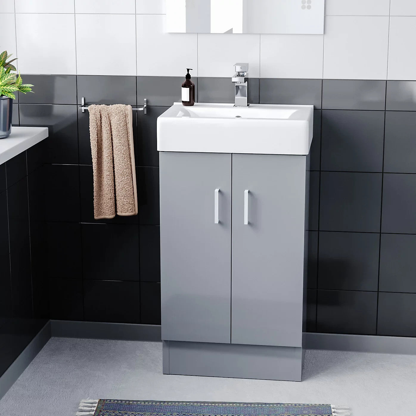 DEVON 450 Floorstanding Matt Grey Vanity Basin - 450w x 810h x 310d