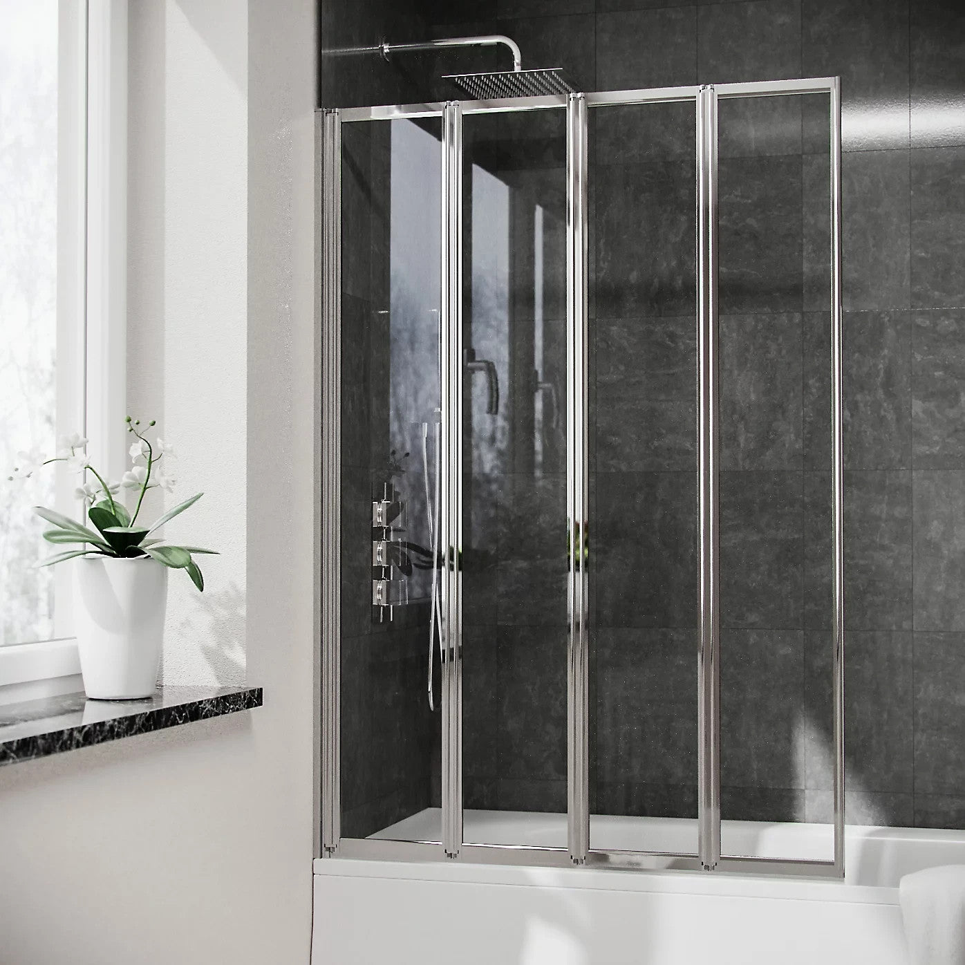 4 Folding Glass Panel Door Bath Shower Screen 4mm Thick