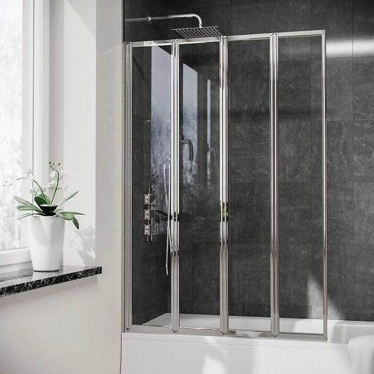 4 Folding Glass Panel Door Bath Shower Screen 4mm Thick