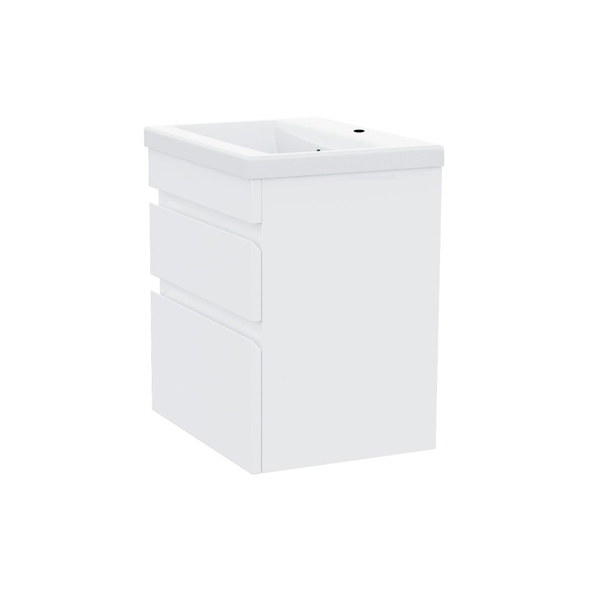 HARROW 500 Wall Hung Twin Drawers White Ceramic Basin - 510w x 585h x 395d
