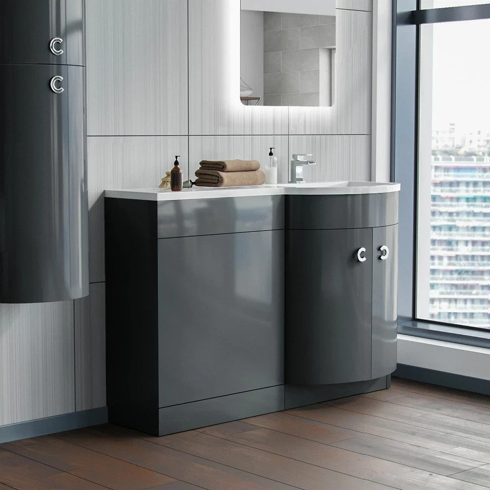 PARIS 1100 Right Anthracite Resin Basin - 1100w x 825h x 460d