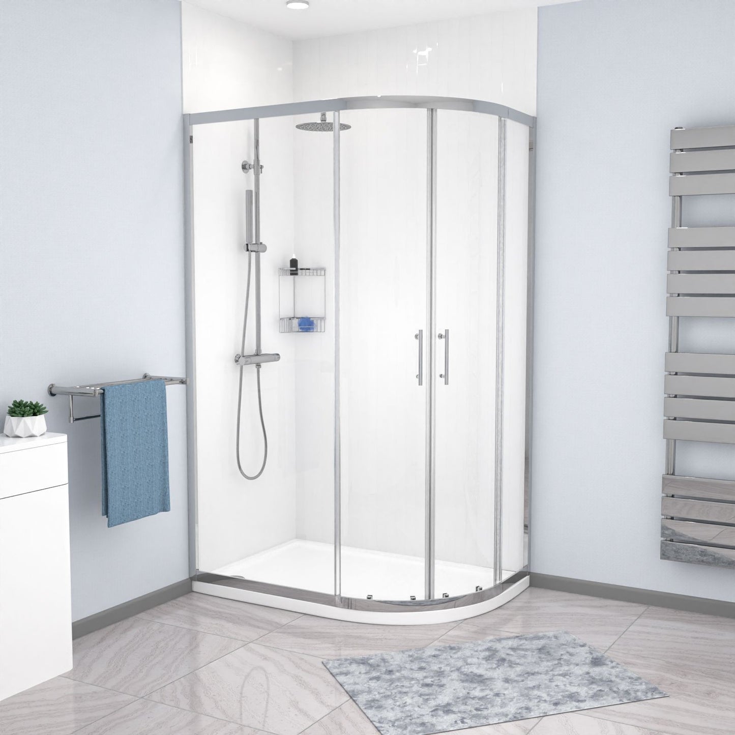 MARINA 6 Quadrant Quadrant Corner Shower 6mm Clear Glass Chrome