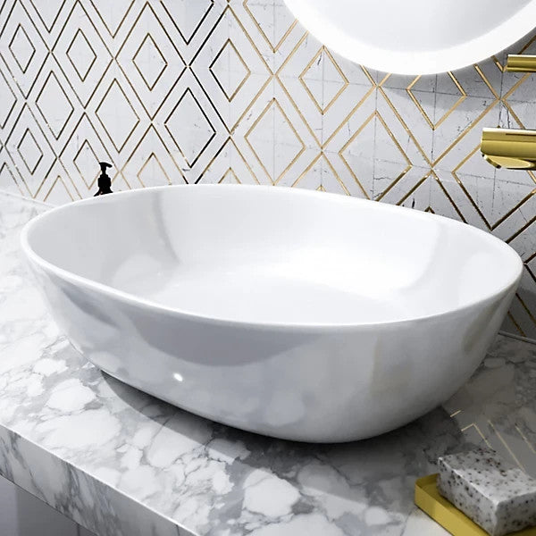 Countertop Basin White 480w x 135h x 350d - Waste Not Included