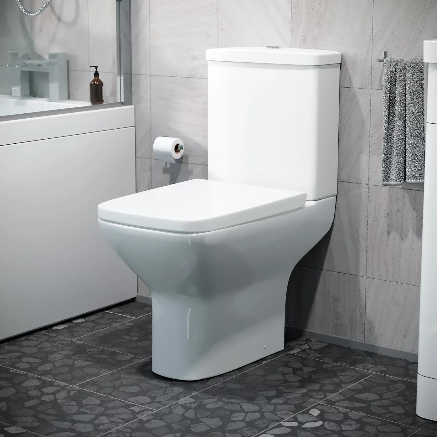 Fife Rimless Comfort Height Close Coupled Toilet & Soft Close Seat - White 355w x 445h x 630d