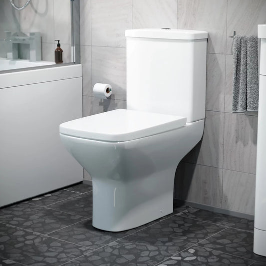 Fife Rimless Comfort Height Close Coupled Toilet & Soft Close Seat - White 355w x 445h x 630d