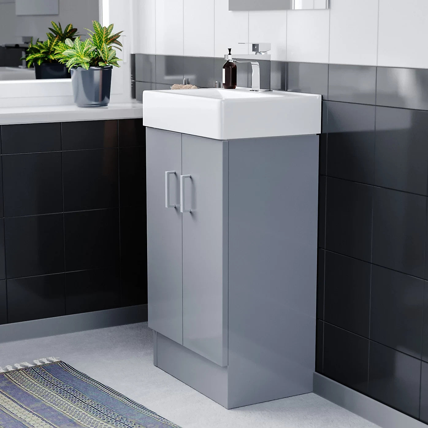 DEVON 450 Floorstanding Matt Grey Vanity Basin - 450w x 810h x 310d