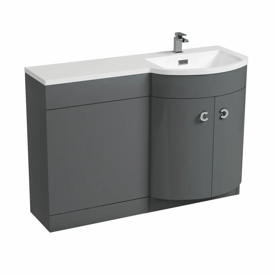 PARIS 1100 Right Anthracite Resin Basin - 1100w x 825h x 460d