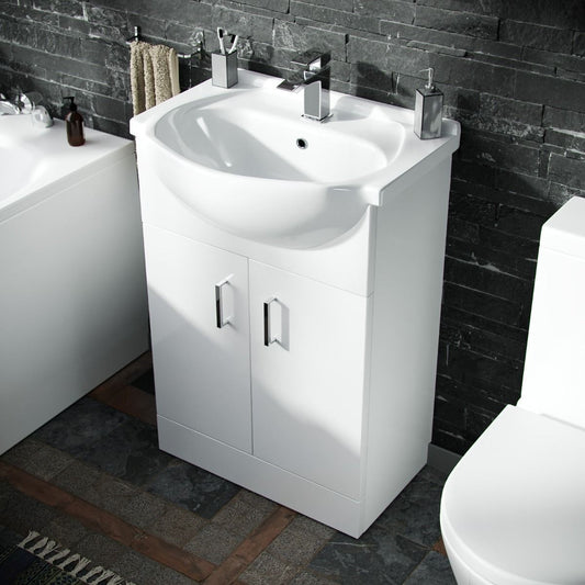 CHELSEA 550 White Ceramic Vanity Basin - 550w x 836h x 430d