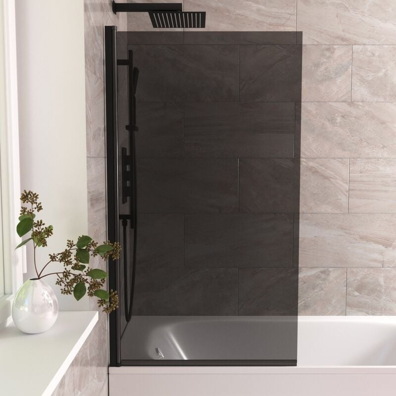 Square Edge Bath Screen Dark Grey - Adjustment size 790-805 - 800 x 1400mm