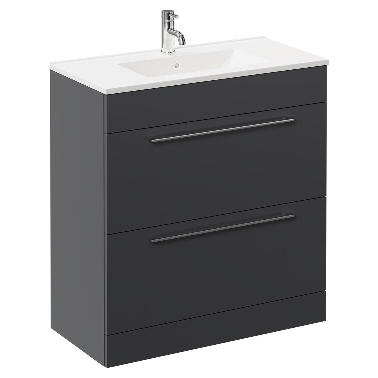 DEVON 800 Floorstanding Drawers Anthracite Ceramic Basin - 810w x 825h x 395d