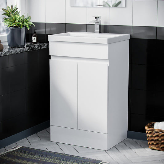 PVC Vanity 500 Floorstanding Waterproof Vanity Ceramic Basin 510w x 840h x 395d