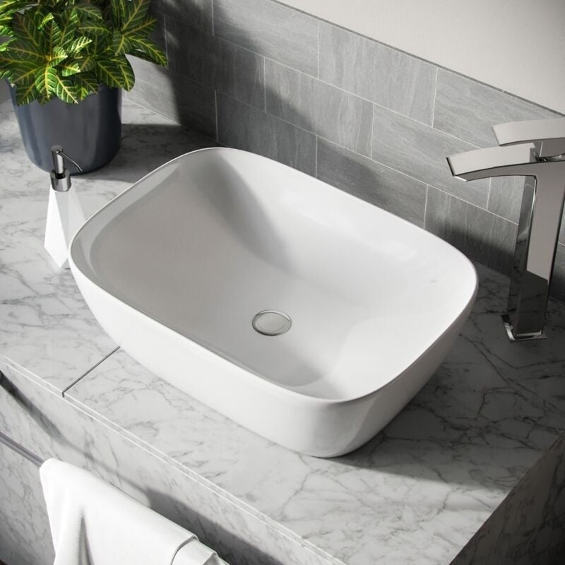 Countertop Basin White 460w x 140h x 320d - Waste Not Included