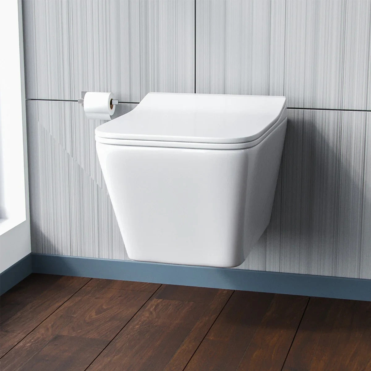 Cove Rimless Square Wall Hung WC Pan & Soft Close Seat 360w x290h x 515d - White