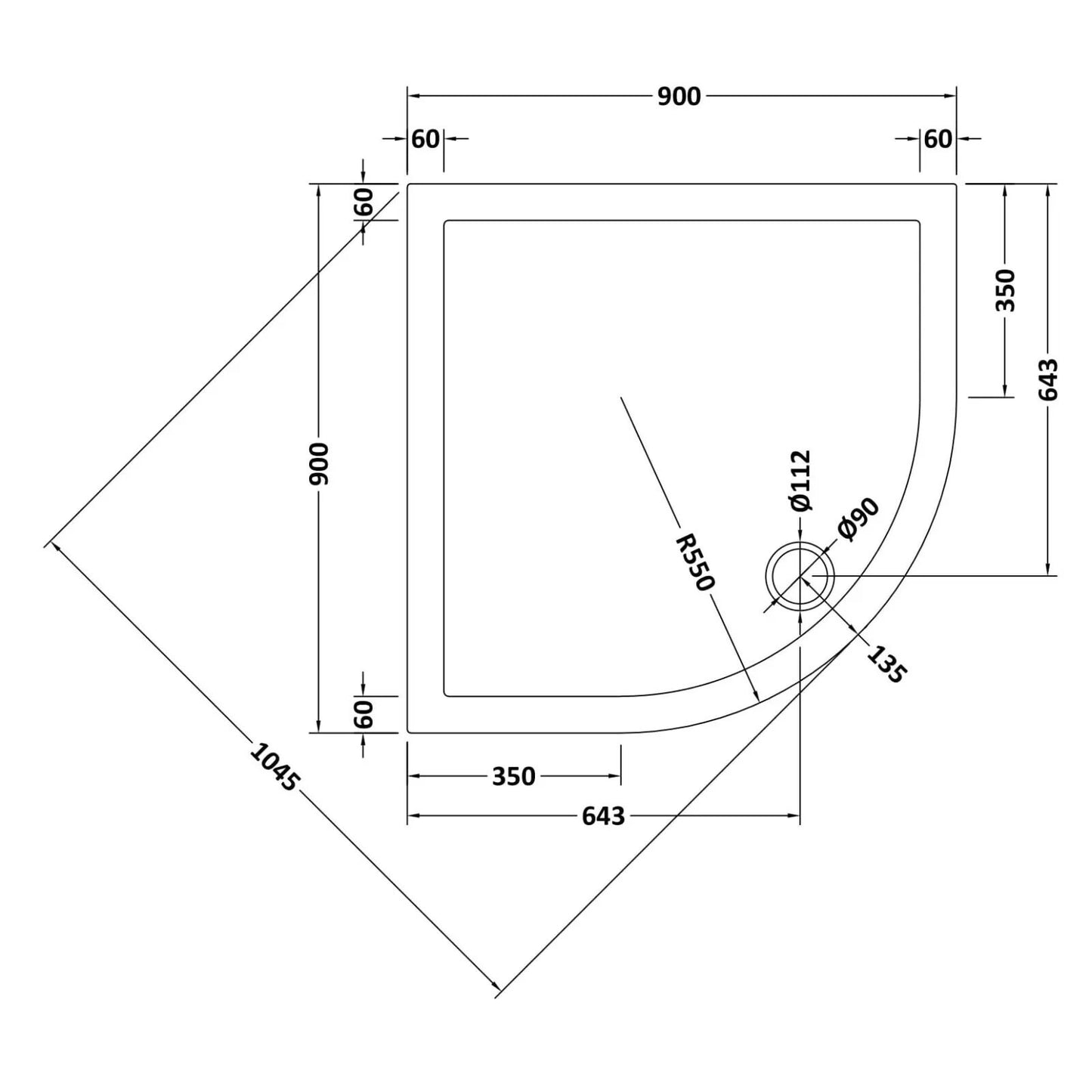Adjustable Leg Set for 700–900mm Quadrant & Offset Shower Trays