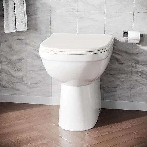 Aura Rimless Comfort Height Back To Wall Pan & Soft Close Toilet Seat - White 360w x 400h x 540d