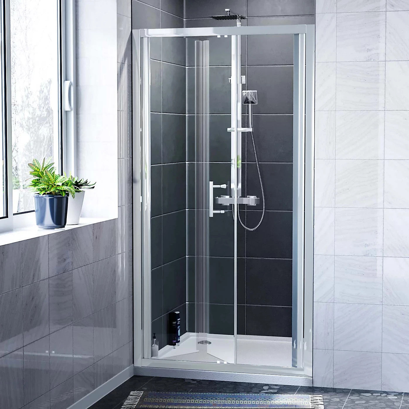 MARINA 6 Bi-fold Door Screen Panel 6mm Clear Glass Chrome