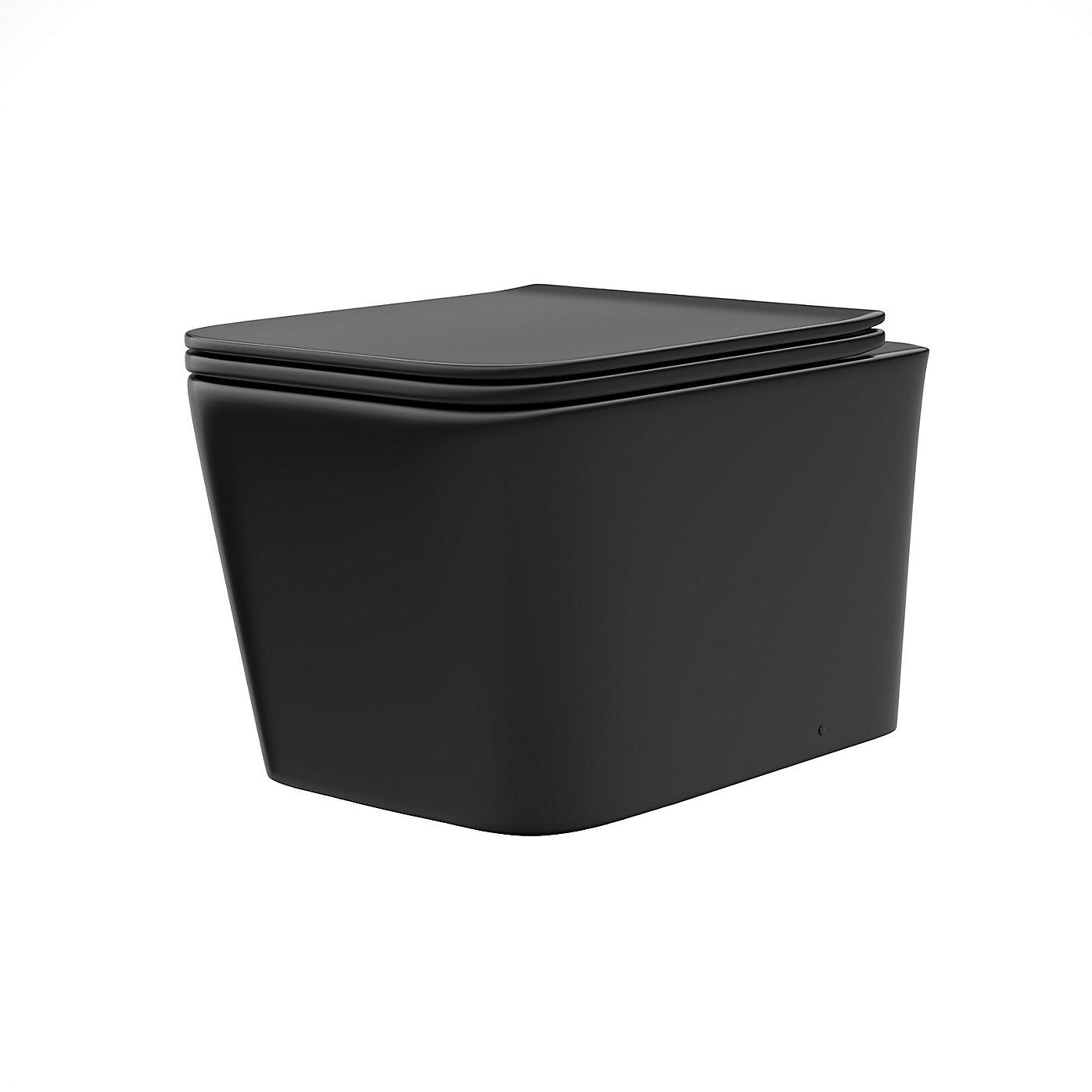 Raven Rimless Square Wall Hung Toilet w/Soft Close Seat Black 340w x 315h x 510d