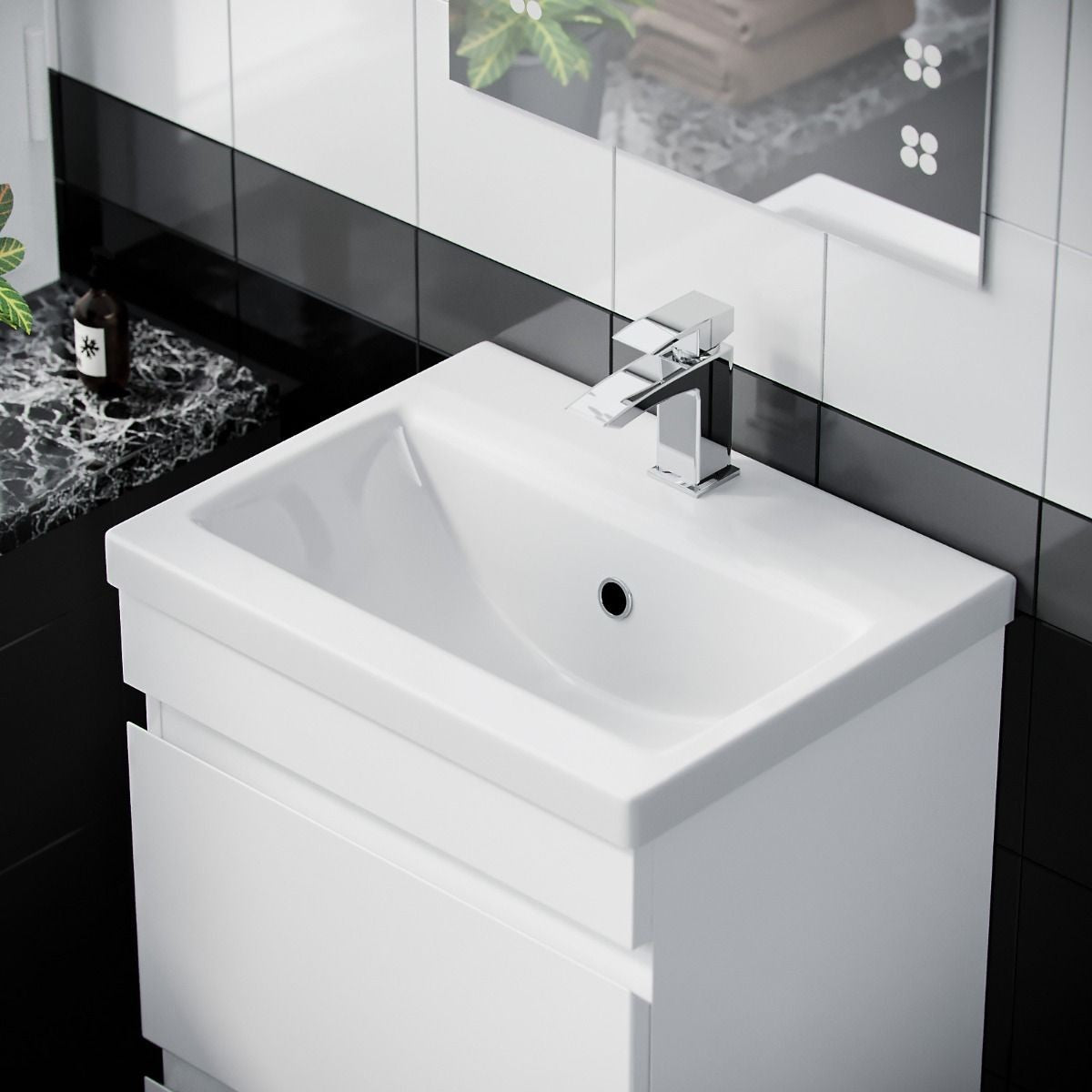 HARROW 500 Floorstanding Twin Drawers White Ceramic Basin 510w x 840h x 390d