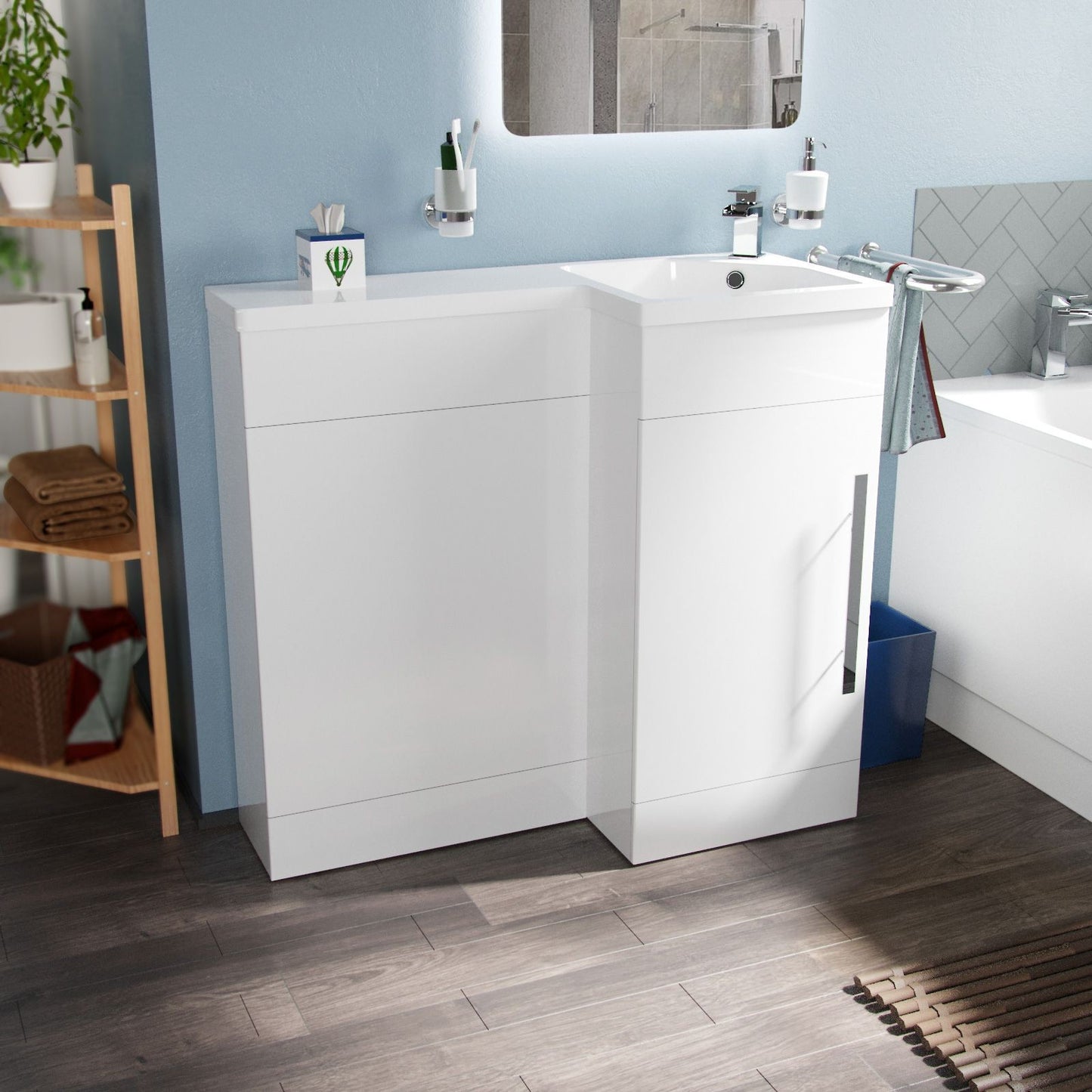 HARRIS 900 Right White Bathroom Resin Basin - 900w x 840h x 380d