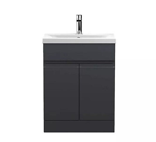 HARROW 500 Floorstanding Doors Anthracite Ceramic Basin - 510w x 840h x 395d
