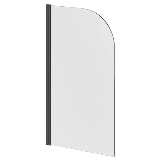 Radius Edge Bath Screen Matt Black 5mm Thick - Adjustment 790-805 - 800 x 1400mm