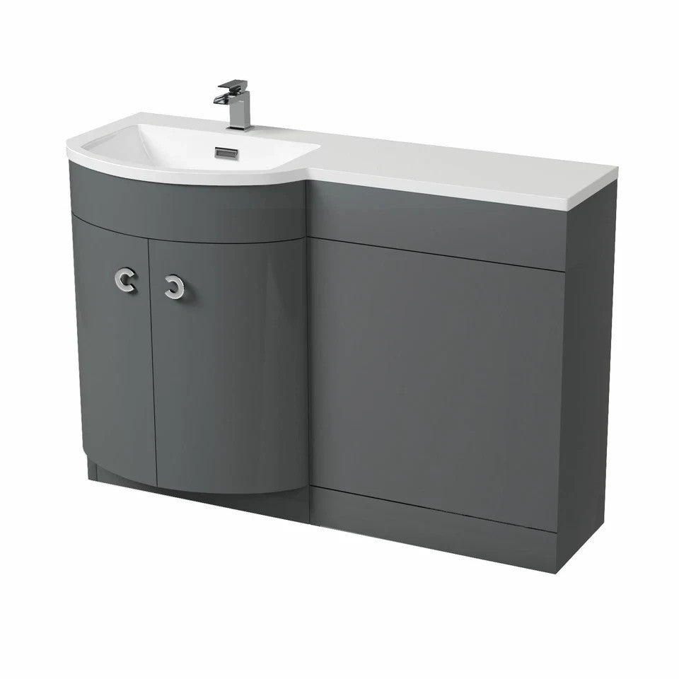 PARIS 1100 Left Anthracite Bathroom Resin Basin - 1100w x 825h x 460d