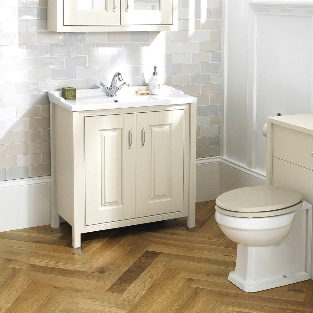 HILTON 800 Freestanding Ceramic Vanity Basin Cream  - 810w x 815h x 465d