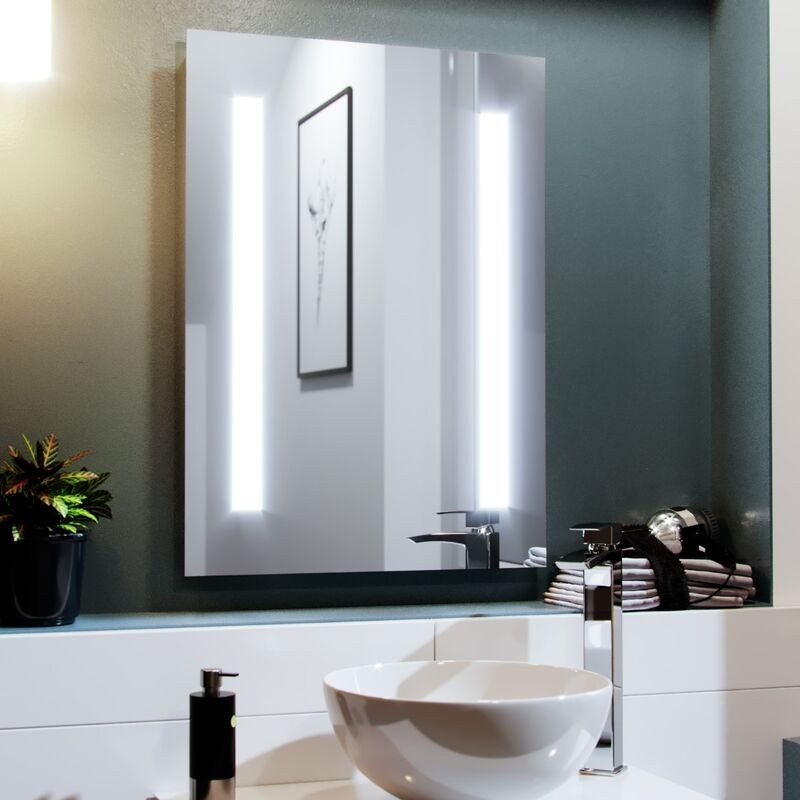 LED Bathroom Mirror 390x500mm Battery Powered 6000K Cool White Light