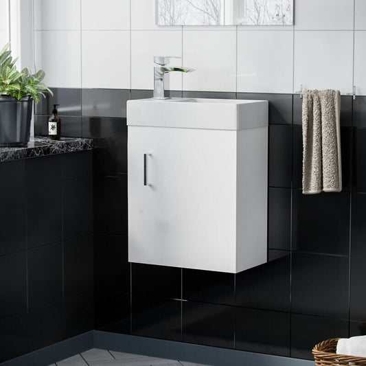 DEVON 400 Wall Hung Ceramic Vanity Basin White - 400w x 450h x 220d