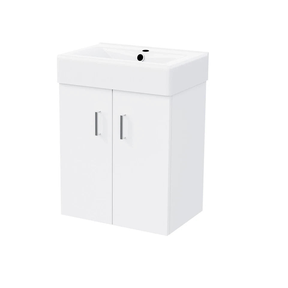 DEVON 450 Wall Hung Ceramic Vanity Basin White - 450w x 585h x 310d