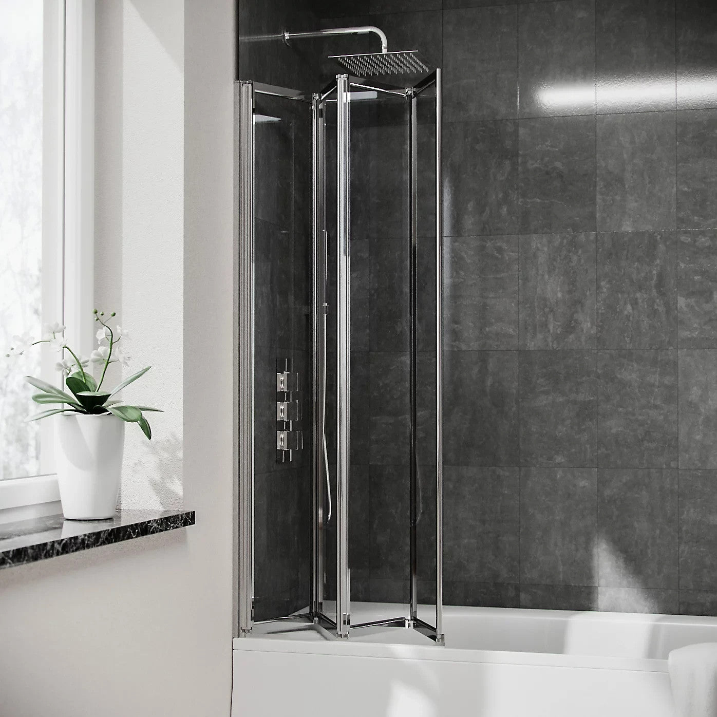 4 Folding Glass Panel Door Bath Shower Screen 4mm Thick