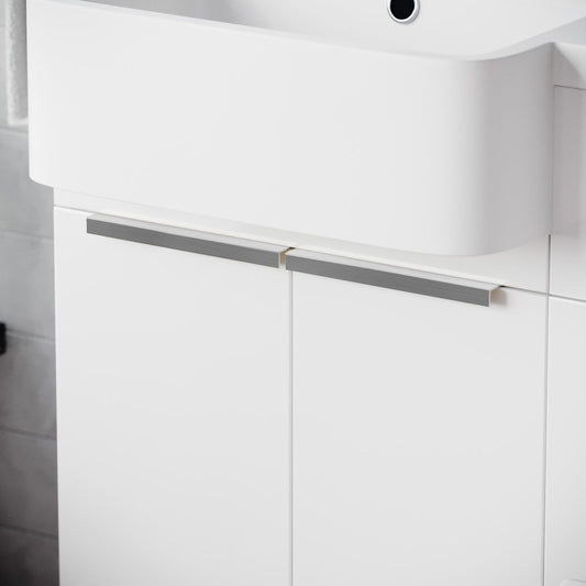 Handles for PMB Vanity with Fixings (Pair) ) Brushed Silver - 200w x 30h