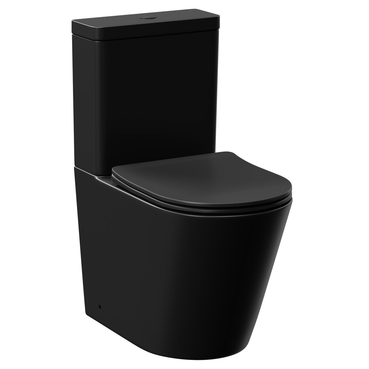 Raven Rimless round Close Coupled Toilet & Soft Close Seat Matt Black 370w x390h x620d