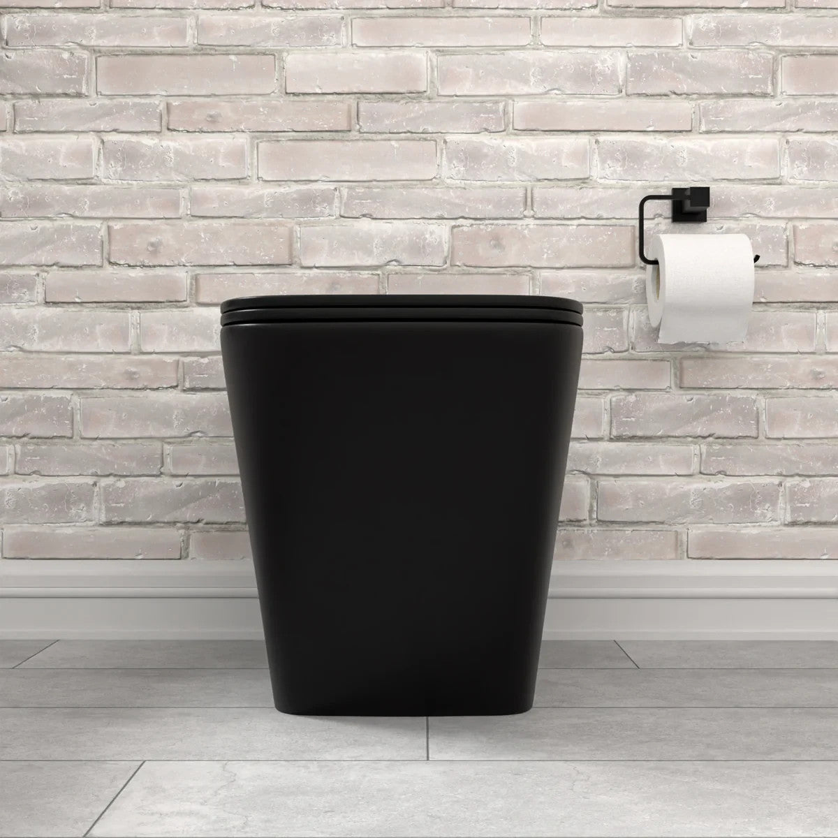 Raven Rimless Square Back to Wall Toilet w/Soft Close Seat matt Black 345w x400h x 560d