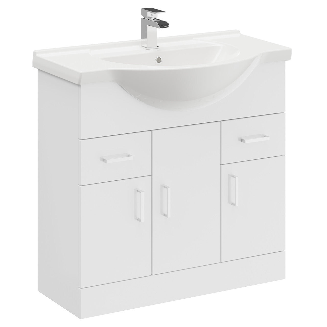 CHELSEA 850 White Vanity Unit with Ceramic Basin (855w x 836h x 485d)