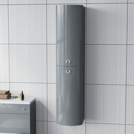 PARIS Bathroom Wall Hung Cabinet TALLBOY Matt Grey - 320w x 1418h x 360d