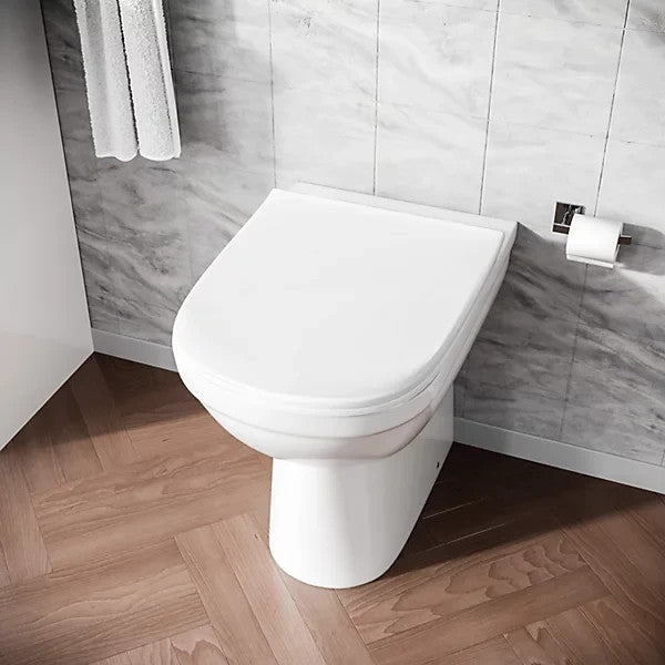 Aura Rimless Comfort Height Back To Wall Pan & Soft Close Toilet Seat - White 360w x 400h x 540d