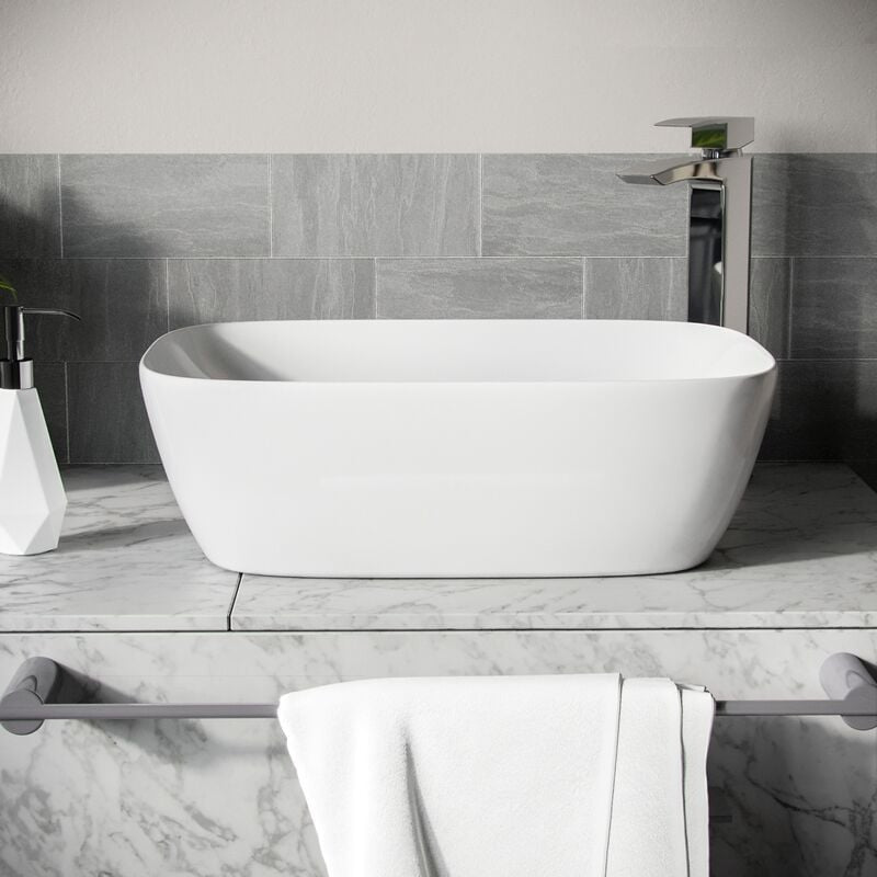 Countertop Basin White 460w x 140h x 320d - Waste Not Included