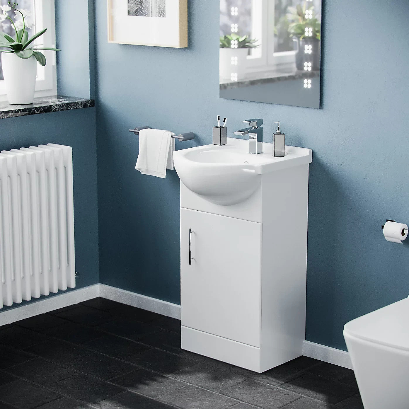 CHELSEA 450 White Ceramic Basin - 450w x 836h x 440d