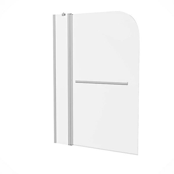 Radius Edge Bath Screen with Double Panel &amp; Towel Bar 6mm Thick - 1000 x 1400mm